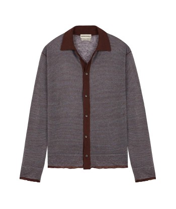 CAMISAS MANOLO - BROWN BLUE STRIPES KNITTED SHIRT de l' environnement