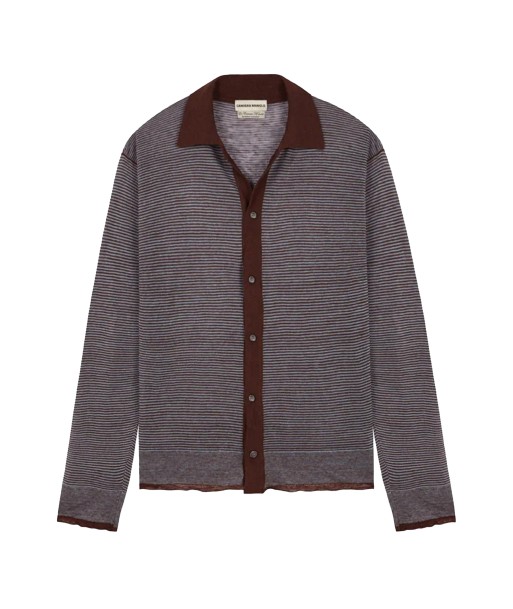 CAMISAS MANOLO - BROWN BLUE STRIPES KNITTED SHIRT de l' environnement