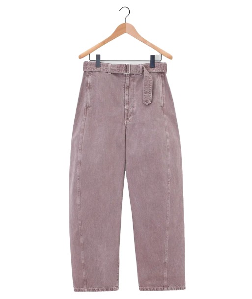 LEMAIRE - TWISTED BELTED PANTS DENIM SNOW MAUVE Les êtres humains sont 