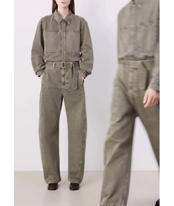 LEMAIRE - TWISTED BELTED PANTS DENIM SLOW OLIVE 2024