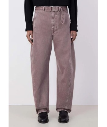 LEMAIRE - TWISTED BELTED PANTS DENIM SNOW MAUVE Les êtres humains sont 