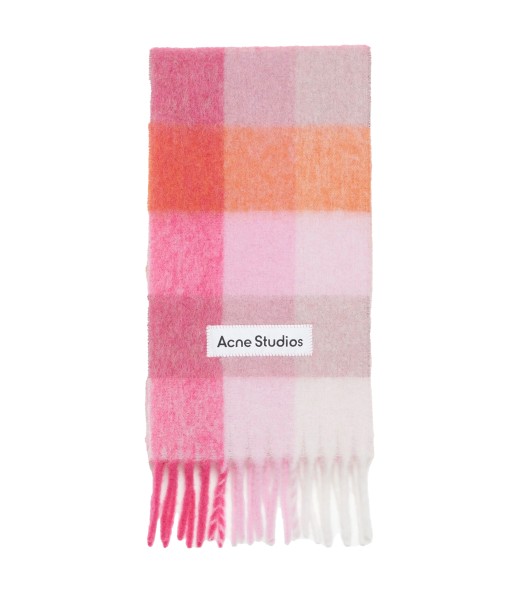 ACNE STUDIOS - MOHAIR CHECKED SCARF PINK/FUCHSIA/WHITE Dans la société mordern