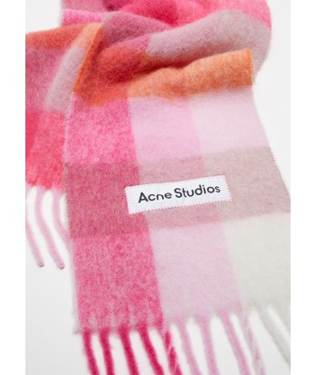 ACNE STUDIOS - MOHAIR CHECKED SCARF PINK/FUCHSIA/WHITE Dans la société mordern