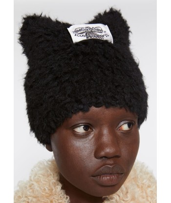 ACNE STUDIOS - FLUFFY SQUARE BEANIE BLACK de pas cher