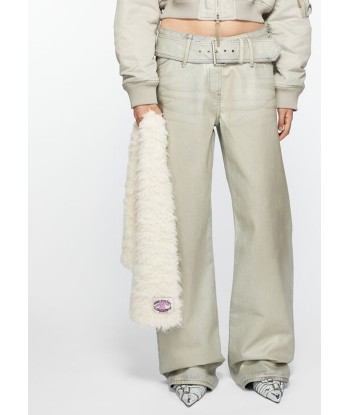 ACNE STUDIOS - FLUFFY SCARF NARROW WHITE destockage