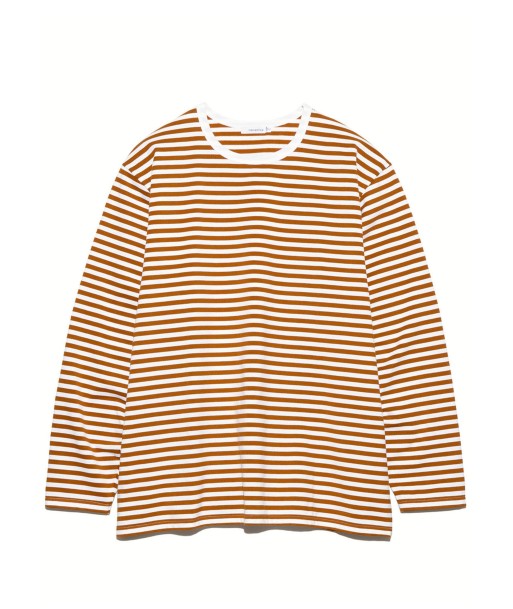 NANAMICA - COOLMAX STRIPE JERSEY L/S TEE SUNSET ORANGE x WHITE Comparez et commandez 