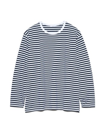 NANAMICA - COOLMAX STRIPE JERSEY L/S TEE NAVY x WHITE Fin de série