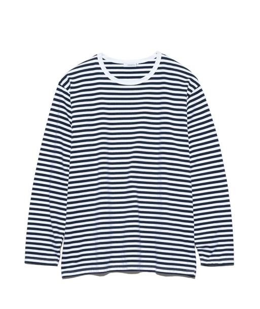 NANAMICA - COOLMAX STRIPE JERSEY L/S TEE NAVY x WHITE Fin de série