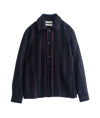 A KIND OF GUISE - CULLU OVERSHIRT FURRY NAVY STRIPE de pas cher