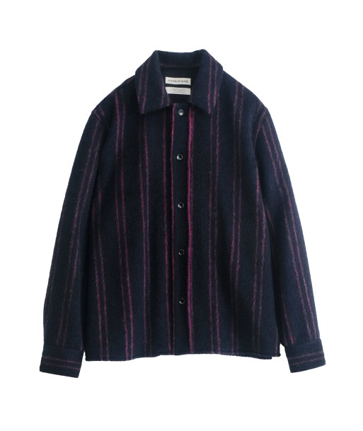 A KIND OF GUISE - CULLU OVERSHIRT FURRY NAVY STRIPE de pas cher