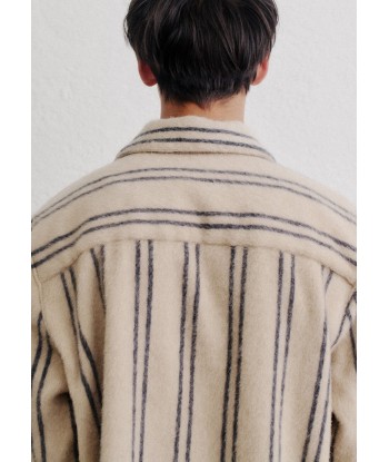 A KIND OF GUISE - CULLU OVERSHIRT FURRY CREME STRIPE de pas cher