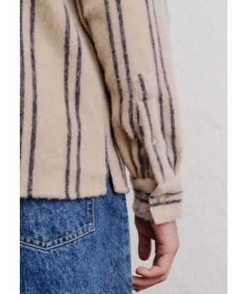 A KIND OF GUISE - CULLU OVERSHIRT FURRY CREME STRIPE de pas cher