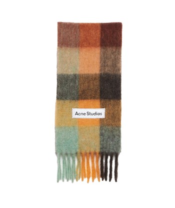 ACNE STUDIOS - MOHAIR CHECKED SCARF CHESTNUT BROWN/YELLOW/GREEN s'inspire de l'anatomie humaine