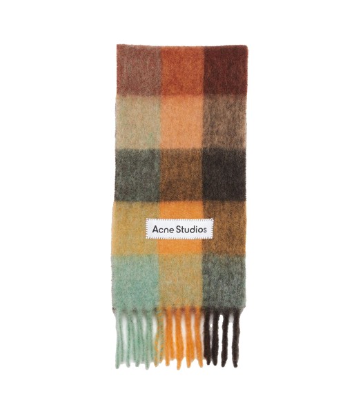 ACNE STUDIOS - MOHAIR CHECKED SCARF CHESTNUT BROWN/YELLOW/GREEN s'inspire de l'anatomie humaine