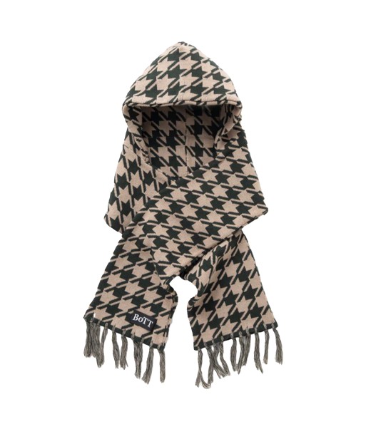 BOTT - HOUNDSTOOTH HOODED SCARF NATURAL Paris Déstockage Promo