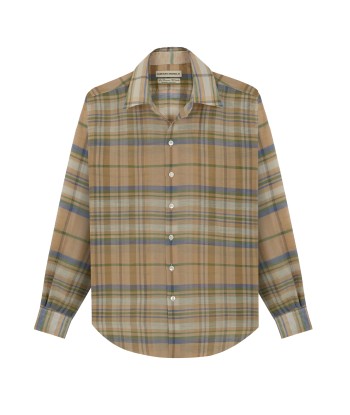 CAMISAS MANOLO -  CAMEL BLUE/GREEN/WHITE CHECKS NORMAL SHIRT de France