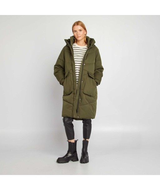 Mid-length padded jacket with hood KHAKI ou a consommer sur place