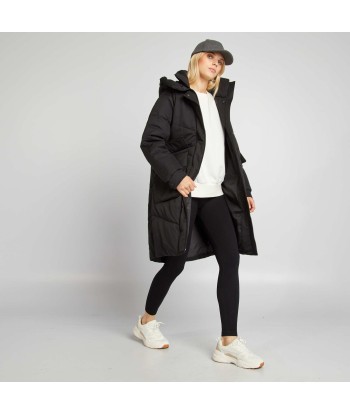 Mid-length padded jacket with hood black votre