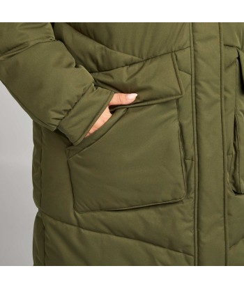 Long warm hooded padded coat KHAKI Véritable concentré