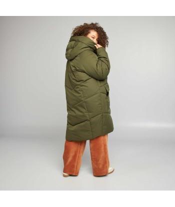 Long warm hooded padded coat KHAKI Véritable concentré