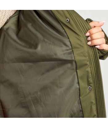 Long warm hooded padded coat KHAKI Véritable concentré