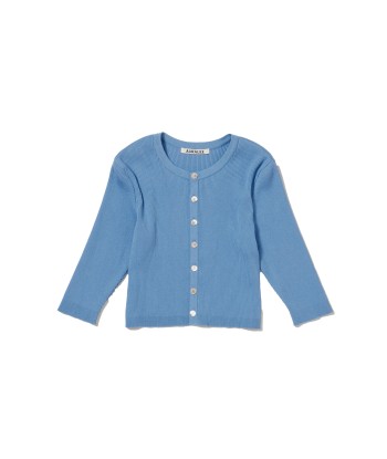 AURALEE - GIZA HIGH GAUGE RIB KNIT SHORT CARDIGAN LIGHT BLUE rembourrage situé sous