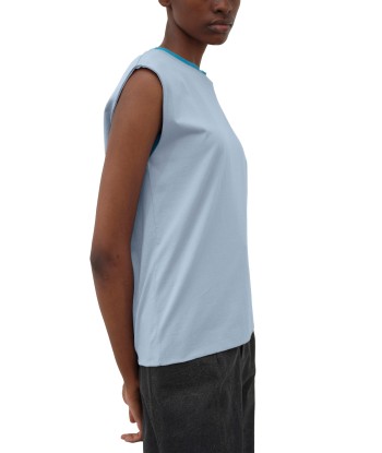 AURALEE - ORGANIC COTTON HIGH GAUGE JERSEY SLEEVELESS BLUE GRAY Economisez 