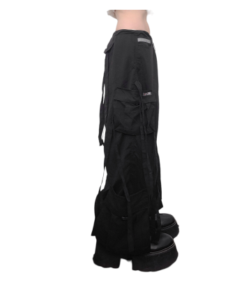 90s black parachute pants prix