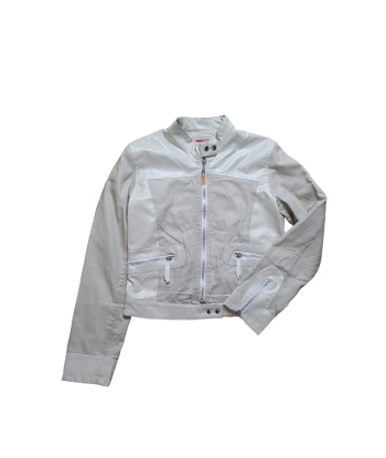 Y2k white biker jacket pas cher 