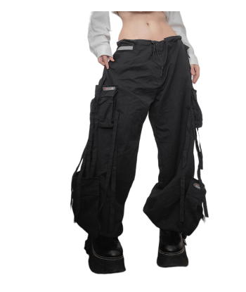 90s black parachute pants prix