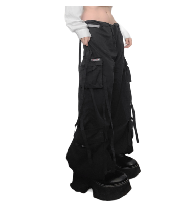 90s black parachute pants prix