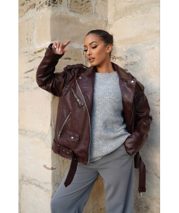 Veste oversize simili bordeaux ou a consommer sur place