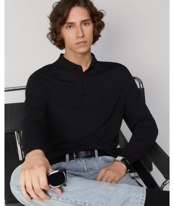 Pull Col Polo Basique ( H23 / Homme / Noir/ 100% Laine Mérinos RWS) le des métaux précieux