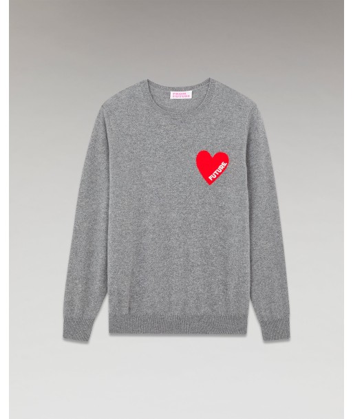 Pull Col Rond Coeur ( H23 / Homme / Gris Chiné Foncé) à prix réduit toute l'année