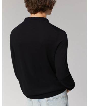 Pull Col Polo Basique ( H23 / Homme / Noir/ 100% Laine Mérinos RWS) le des métaux précieux