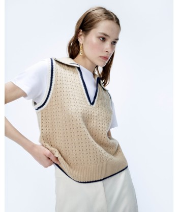 Pull Sans Manche Tricot Ajouré (S24 / FEMME / Beige) Comparez plus de prix