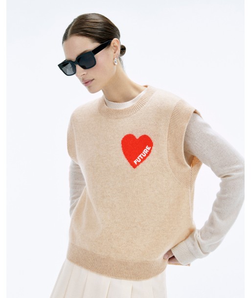 Pull Sans Manche Coeur (S24 / FEMME / Beige Chiné) 2 - 3 jours ouvrés.