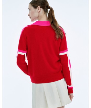 Pull Col Polo Tricolore (S24 / FEMME / Perfect Red) Fin de série