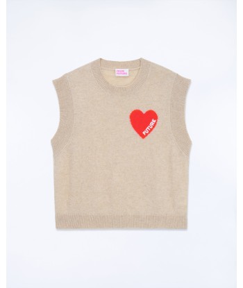 Pull Sans Manche Coeur (S24 / FEMME / Beige Chiné) 2 - 3 jours ouvrés.