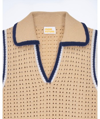 Pull Sans Manche Tricot Ajouré (S24 / FEMME / Beige) Comparez plus de prix