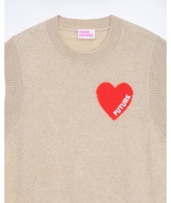 Pull Sans Manche Coeur (S24 / FEMME / Beige Chiné) 2 - 3 jours ouvrés.