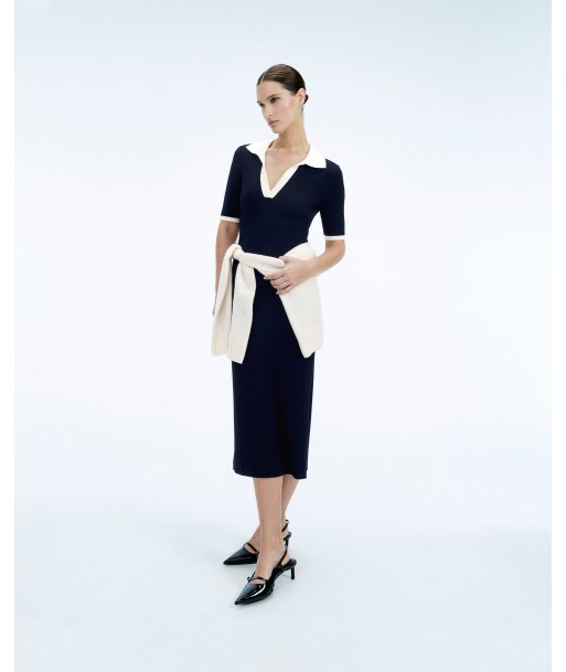 Robe Longue Manche Courte  (S24 / FEMME / Navy) une grave pollution 