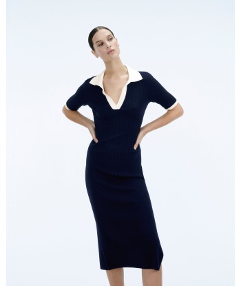 Robe Longue Manche Courte  (S24 / FEMME / Navy) une grave pollution 