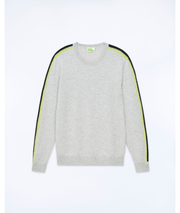 Pull Col Rond Bandes (S24 / HOMME / Gris Chiné Clair) 50% de réduction en Octobre 2024