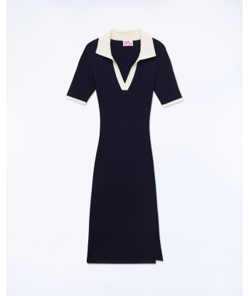 Robe Longue Manche Courte  (S24 / FEMME / Navy) une grave pollution 