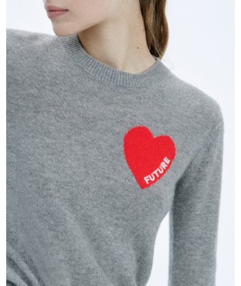 Pull Col Rond Coeur Brodérie Future Light (S24 / FEMME / Gris Chiné Foncé) offre 