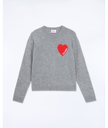 Pull Col Rond Coeur Brodérie Future Light (S24 / FEMME / Gris Chiné Foncé) offre 