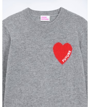 Pull Col Rond Coeur Brodérie Future Light (S24 / FEMME / Gris Chiné Foncé) offre 