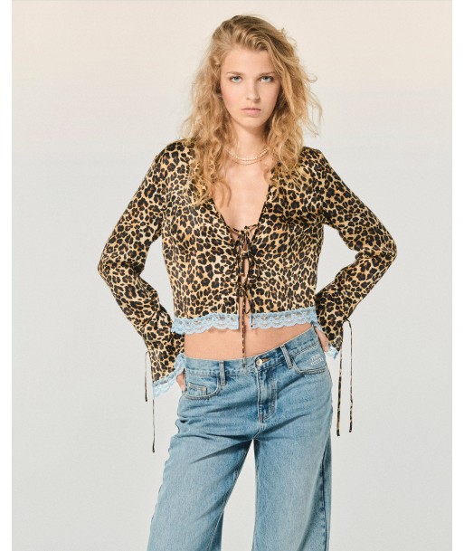 Top Manches Longues Bords Dentelle  (S24 / FEMME / Winter Leopard) JUSQU'A -70%! 