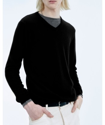 Pull Col V  (S24 / HOMME / Noir) destockage